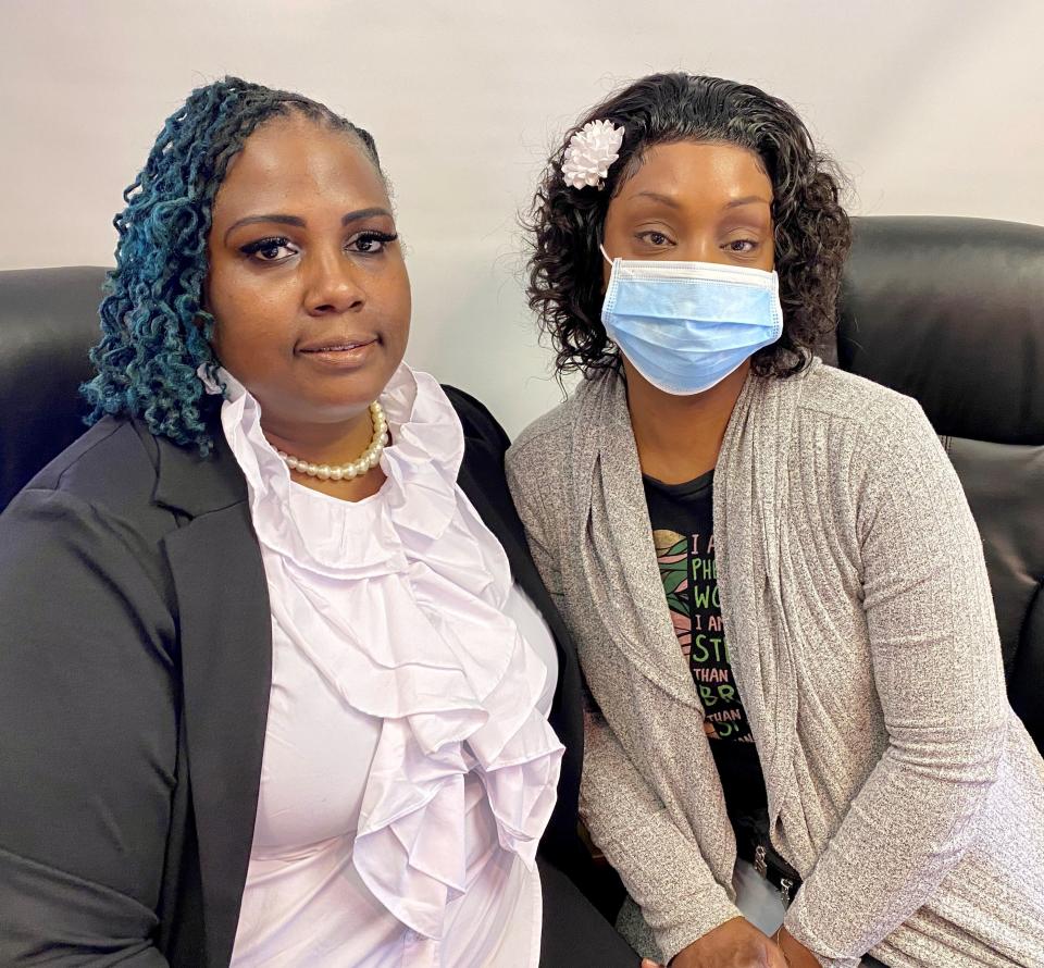 Shenesia Rhodes, 48, of St. Clair Shores, pictured left, and Denise Bonds, 52, of Detroit say they were fired after they complained about unsanitary conditions at Harper-Hutzel Hospital in Detroit. They are suing Tenet Healthcare, the for-profit parent company of the Detroit Medical Center, along with its housekeeping and environmental services contractor, Compass Group, in U.S. District Court in Detroit.