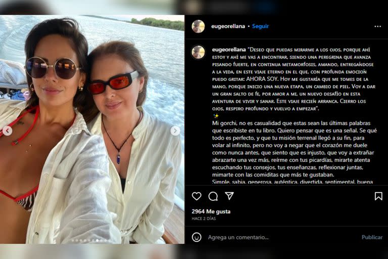 La amiga de Silvina Luna le dedicó sentidas palabras (Foto Instagram @eugeorellana)