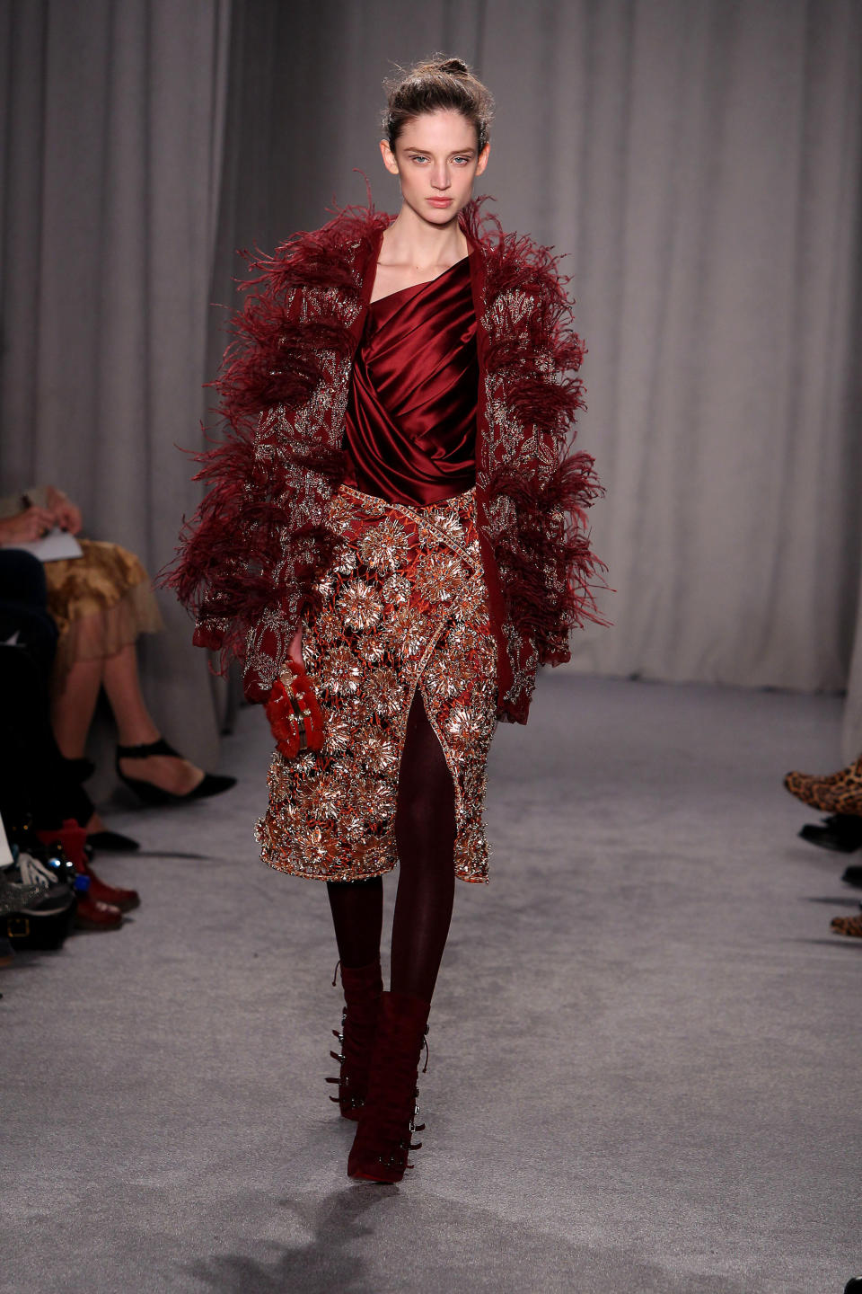 This image released by Starpix shows an outfit from the Marchesa Fall 2014 collection during Fashion Week in New York, Wednesday, Feb. 12, 2014. (AP Photo/Starpix, Amanda Schwab)