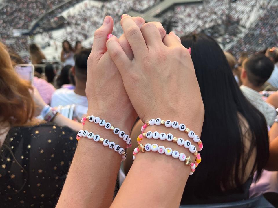 Friendship bracelets commemorating when they met.