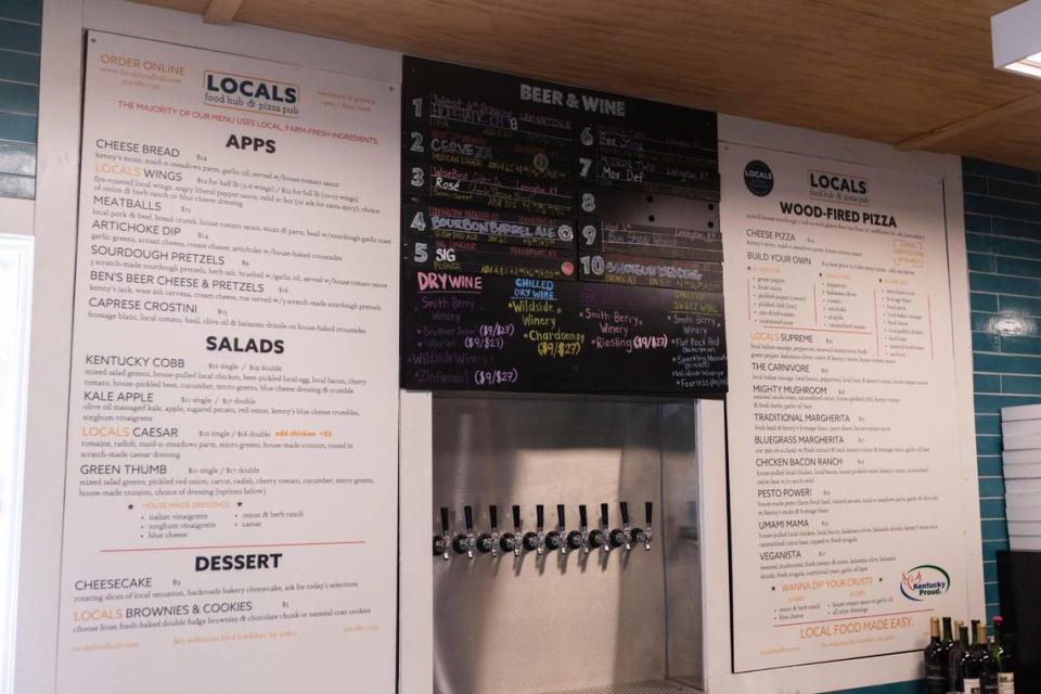 The menu at Locals Food Hub & Pizza Pub offers options all made with produces from local farms throughout Kentucky in Frankfort, Ky., June 16, 2023.