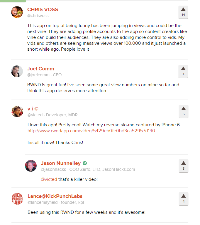 Users' reviews from Producthunt.com