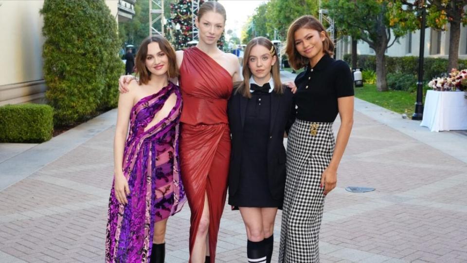 Maude Apatow, Hunter Schafer, Sydney Sweeney and Zendaya bring their youthful star wattage to the “Euphoria” For Your Consideration party and screening at the Paramount Theatre in Los Angeles. (Jeff Kravitz/FilmMagic for HBO)