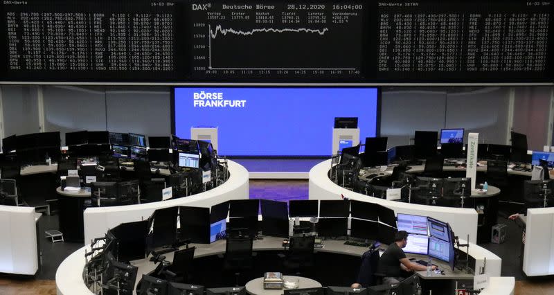 FILE PHOTO: The German share price index DAX graph is pictured at the stock exchange in Frankfurt