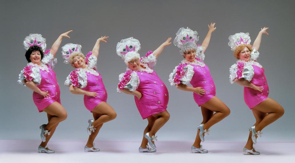 Mo Moreland (centre) with fellow Roly Polys in 1987