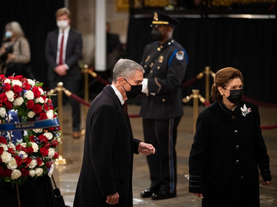 Robb and Johnson Robb pay their respects to former Senator Bob Dole as he lies in state at the Rotunda of the Capitol on December 9, 2021 (Getty Images)