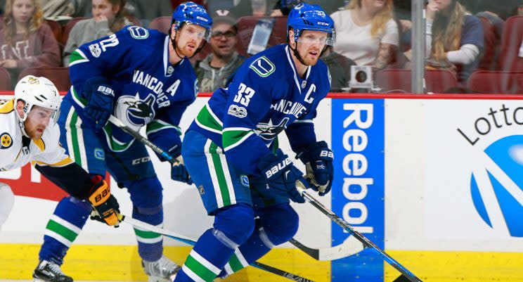 Brock Boeser, Daniel Sedin & Henrik Sedin Vancouver Canucks