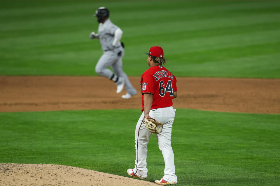 Yermin Mercedes rounds the bases after a homer on Monday that would soon become controversial thanks to his own manager. (Photo by David Berding/Getty Images)