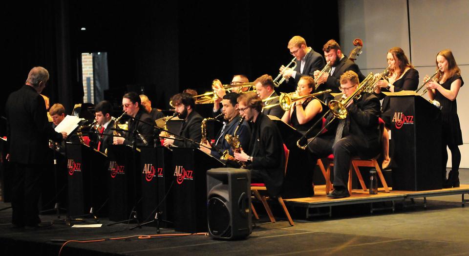 The Ashland University Jazz Orchestra, directed by Scott Garlock, plays during the Maplerock Jazz Festival Friday, March 17.