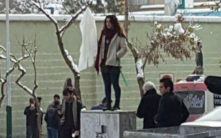 Women in Iran have been protesting the law which requires women above the age of puberty to wear a headscarf - @ksadjadpour