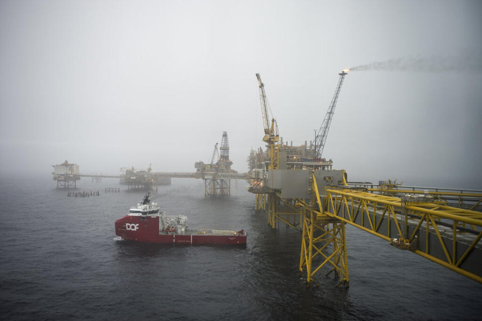 挪威位於北海的油田，圖為2019年10月。美聯社