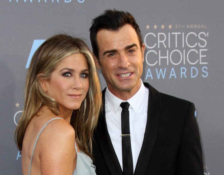 Jennifer Aniston and Justin Theroux: Adriana M. Barraza/WENN