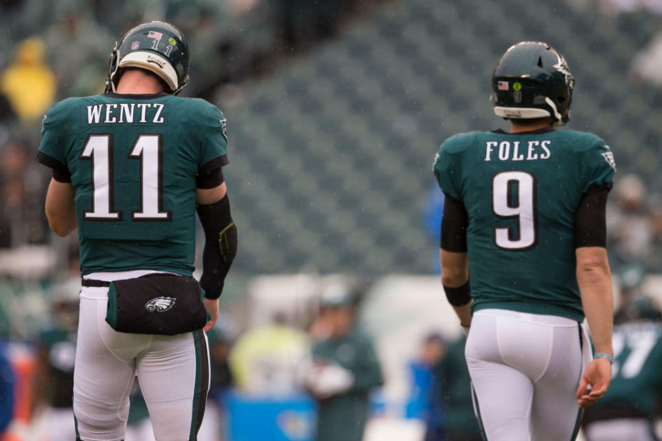 Can Carson Wentz’s fantasy owners trust Nick Foles to deliver the same way he did in real-life football last season? (Photo by Mitchell Leff/Getty Images)