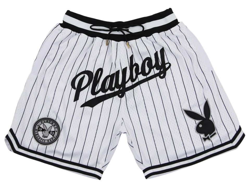 Playboy x Lids White and Black pinstripe shorts