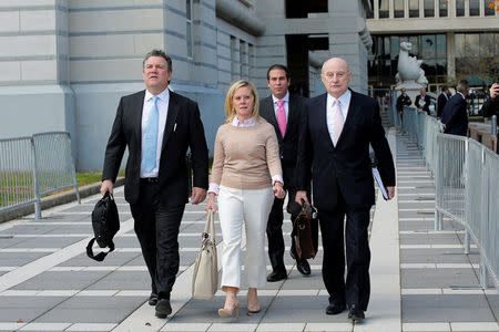 Bridget Anne Kelly, (C) former deputy chief of staff to New Jersey Gov. Chris Christie, exits the court in the Bridgegate trial at the Federal Courthouse in Newark, New Jersey, U.S. November 04, 2016. REUTERS/Eduardo Munoz