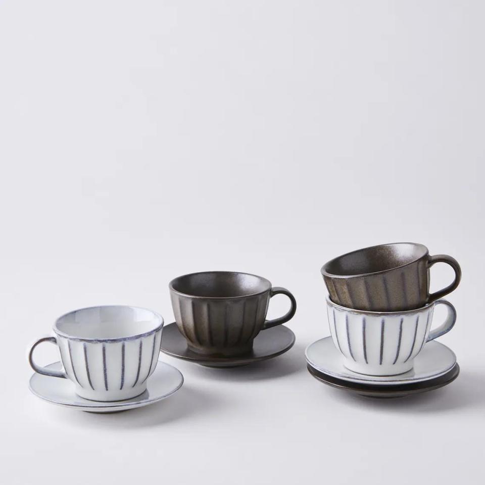 24) Inku Scalloped Ceramic Coffee Cup & Saucer