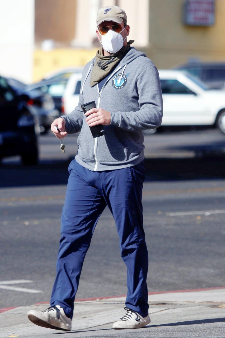 <p>Jon Hamm makes a quick grocery run in Los Angeles on Monday.</p>