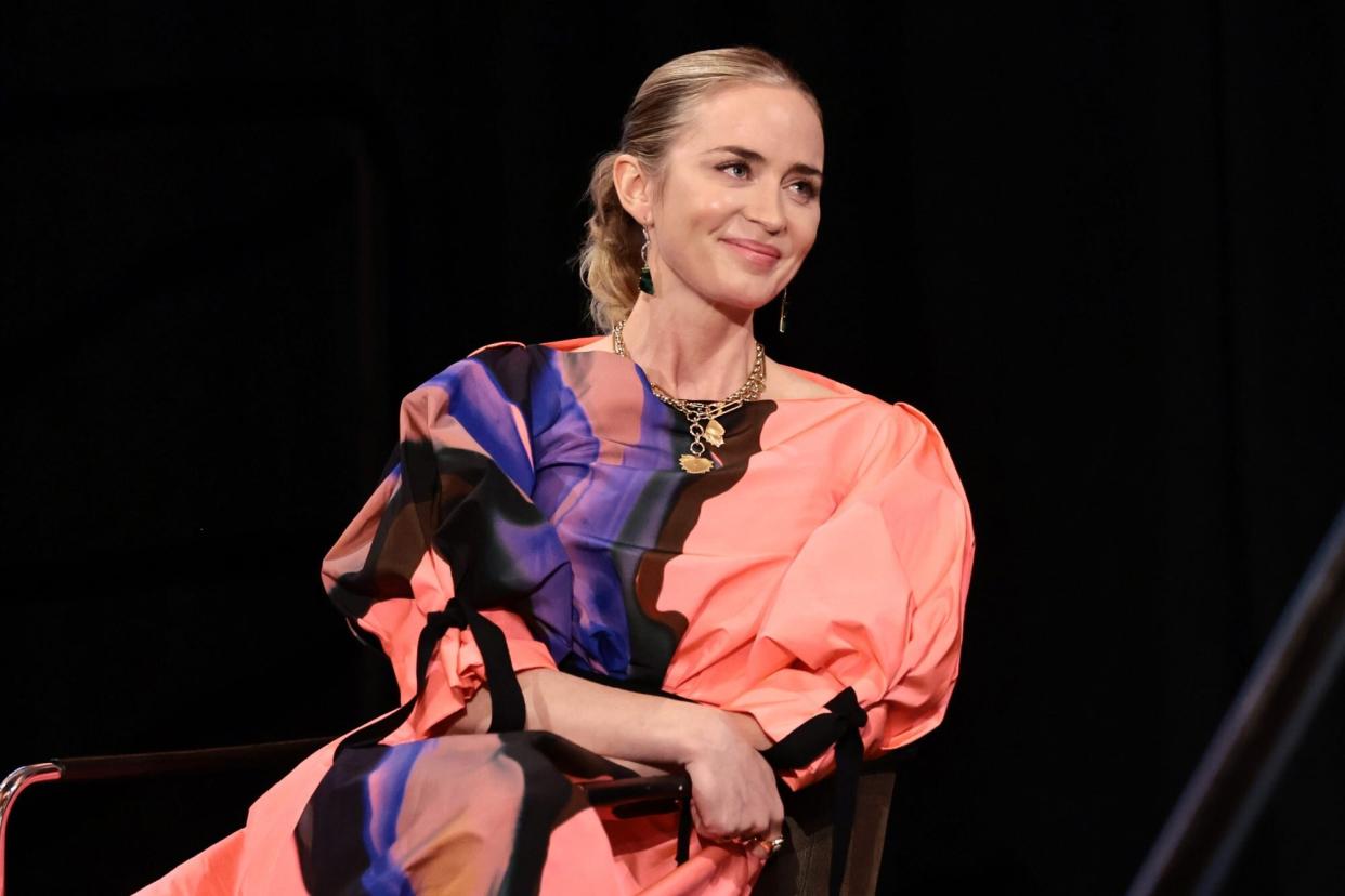 NEW YORK, NEW YORK - JULY 11: Emily Blunt speaks onstage at the 2022 Freeing Voices, Changing Lives Gala at Guastavino's on July 11, 2022 in New York City. (Photo by Jamie McCarthy/Getty Images for American Institute for Stuttering)