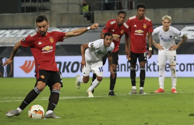 Bruno Fernandes fired Manchester United into the Europa League semi-finals with the only goal against FC Copenhagen 