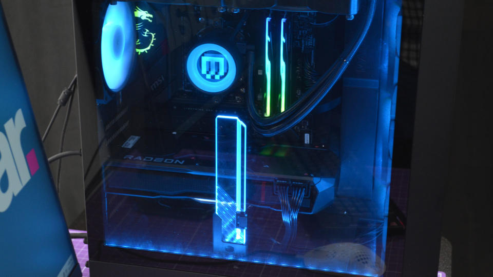 A Maingear MG-1 AMD Advantage gaming PC on a desk