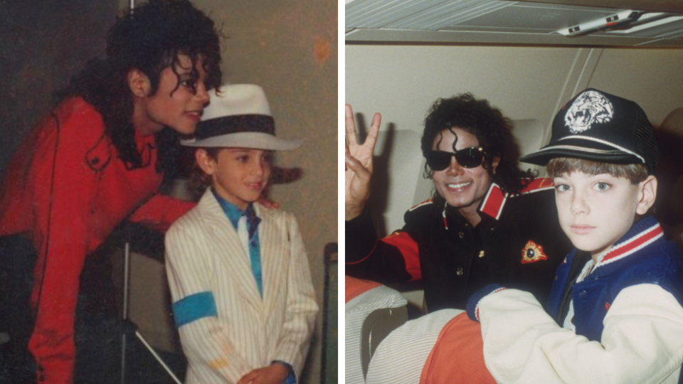 Michael Jackson with Wade Robson (left) and James Safechuck (right) when they were younger. Source: HBO/Getty