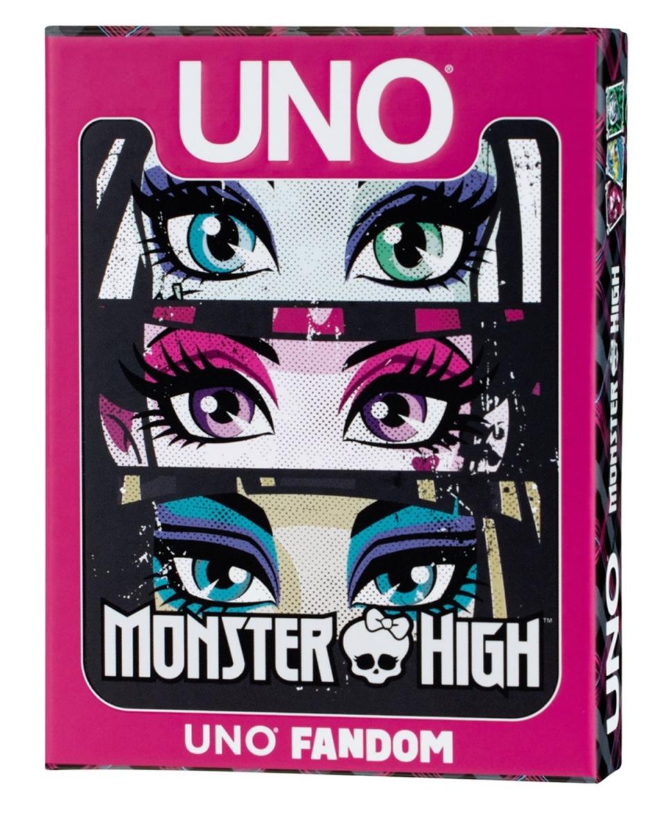 Packaging art for the UNO Fandom Monster High deck.
