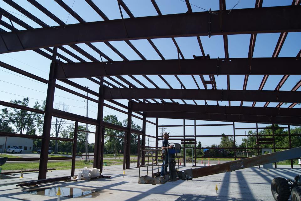 Foreman Rockey Guidry of Cajun Sheet Metal works Wednesday on Bourgeois Meat Market's second location at 3700 West Park Ave. in Gray. It's expected to open early next year.