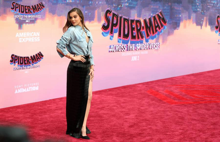 Hailee Steinfeld looking good in Bally at the world premiere of her new film “Spider-Man: Across the Spider-Verse” at the Regency Village Theatre in Westwood. (Monica Schipper/Getty Images)