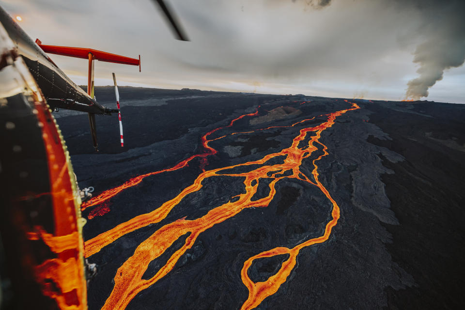 Vista aérea de los ríos de lava del Mauna Loa. (Photo by Andrew Richard Hara/Getty Images).