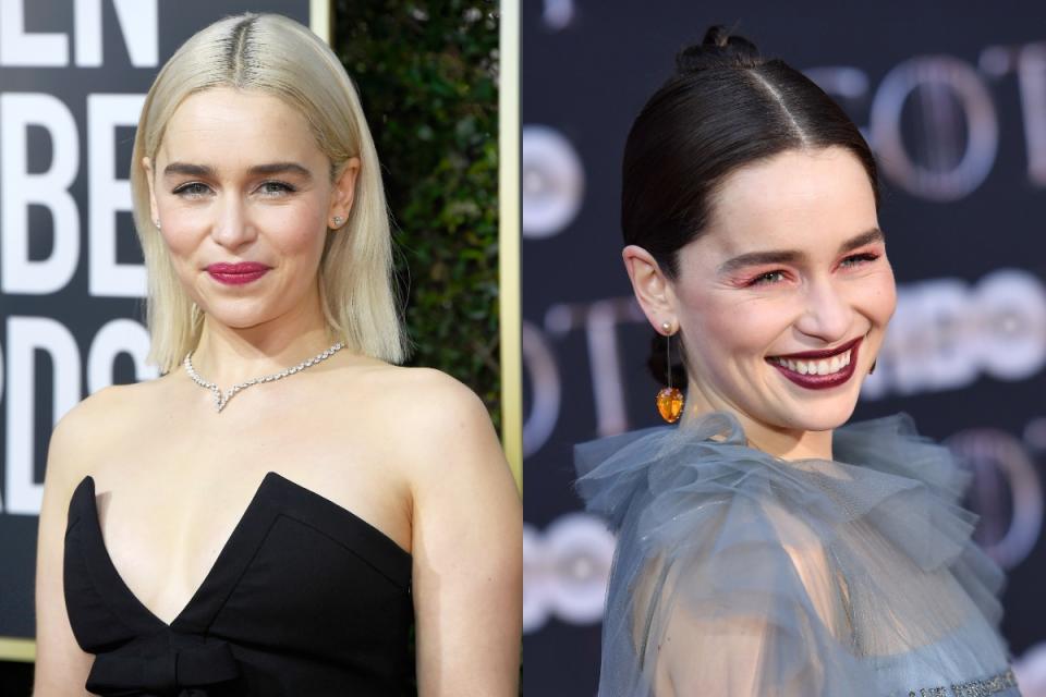 Conocimos a Emilia Clarke luciendo una larga melena rubia en 'Juego de tronos' (2011-2019). Sin embargo, la británica es morena y creemos que este tono le sienta mejor. (Foto: Frazer Harrison / Angela Weiss / AFP / Getty Images)