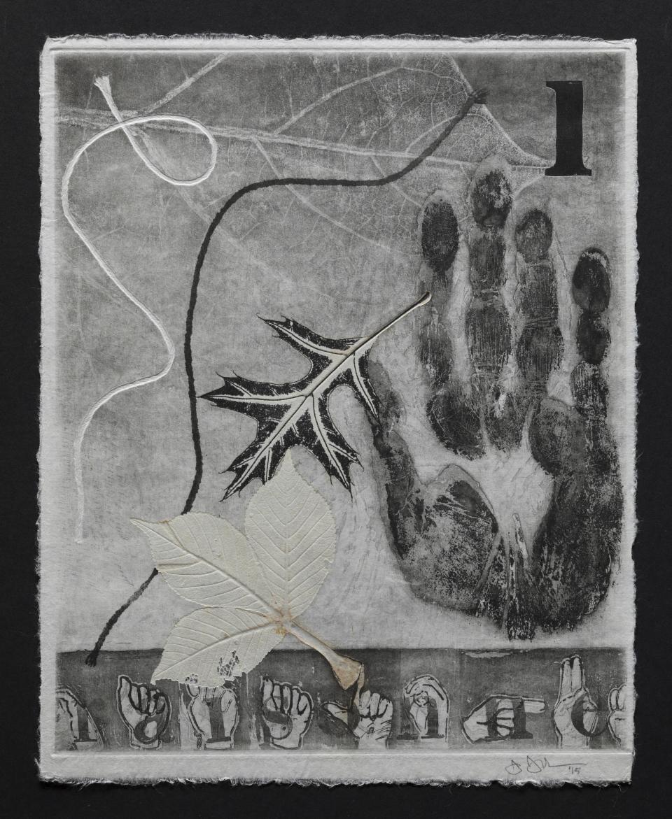 Jasper Johns, 1, Catalogue Raisonné, 2015, monoprint on hand-torn Kurotani Kozo paper, private collection. © 2019 Jasper Johns / Licensed by VAGA at Artists Rights Society (ARS), NY.