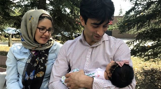 Zahra Deghanifard with her husband, Mohsen Andayesh, and their daughter, Diba. Source: Colleen Underwood/CBC News