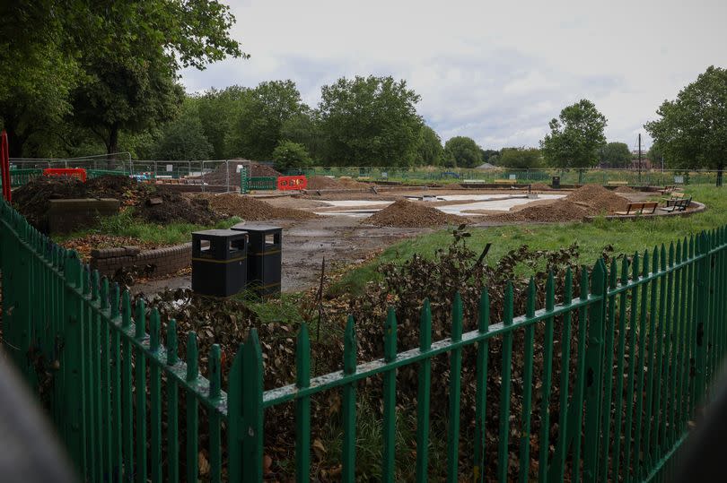 The paddling pool at the Victoria Embankment in Nottingham pictured as work gets underway