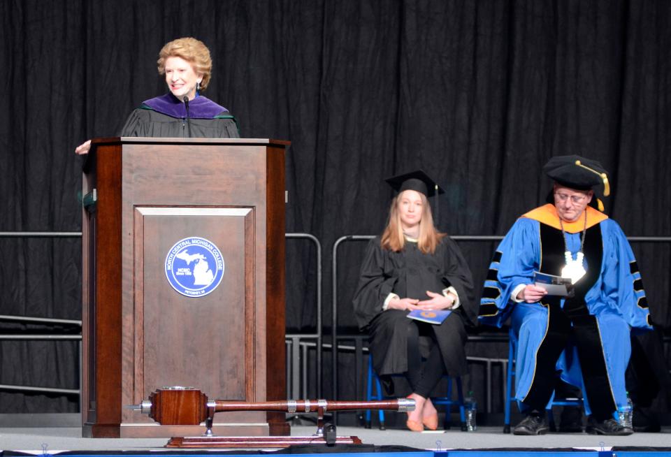 U.S. Sen. Debbie Stabenow delivered the keynote address on May 5, 2023 during the North Central Michigan College commencement ceremony.
