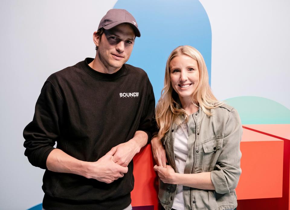 Thorn co-founder Ashton Kutcher and CEO Julie Cordua launch the non-profit's initiative to eliminate child sexual abuse material from the internet at TED 2019 in Vancouver on Tuesday. 