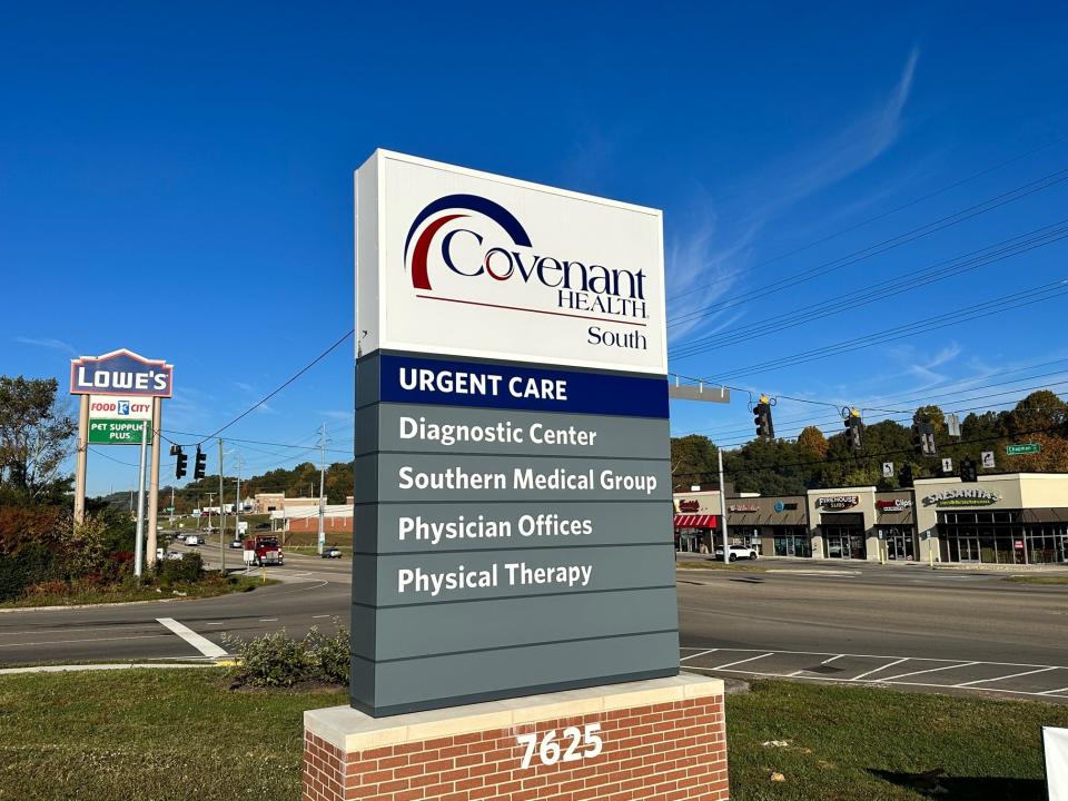 The Covenant Health South sign at the entrance of the Chapman Highway Covenant Health South facility on October 23, 2023.