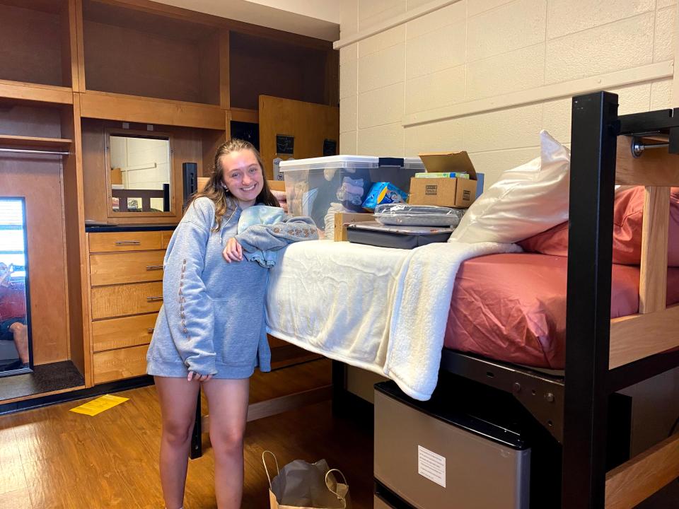 Brianna Hayes after moving into her original dorm in Chapel Hill, North Carolina, in August 2020.