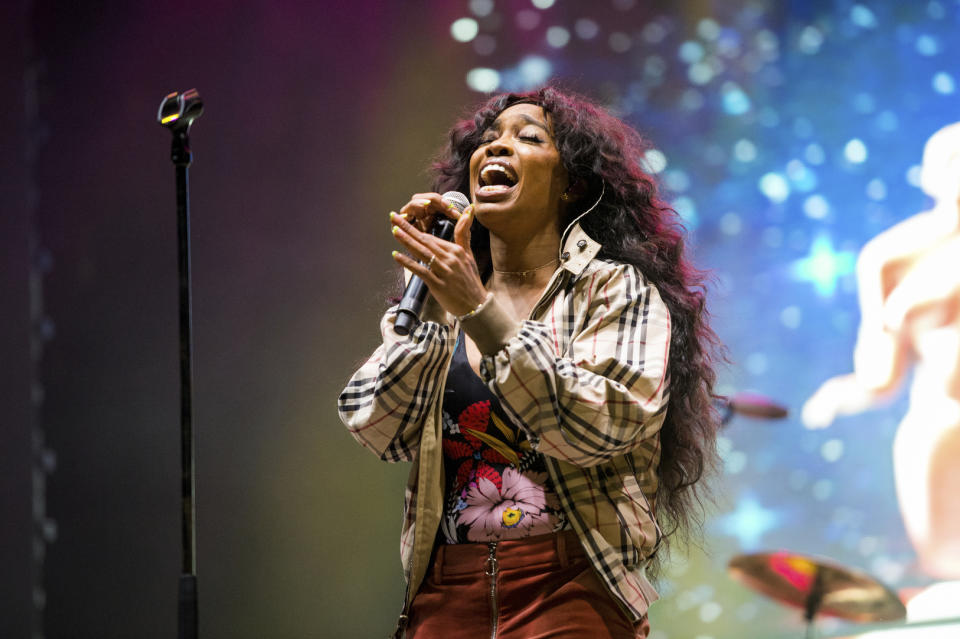 FILE - In this March 9, 2018 file photo, SZA performs at the 2018 BUKU Music + Art Project at Mardi Gras World in New Orleans. A list of nominees in the top categories at the 2019 Grammys, including Kendrick Lamar, who is the leader with eight nominations, were announced Friday, Dec. 7, 2018, by the Recording Academy. Drake, Cardi B, Brandi Carlile, Childish Gambino, H.E.R., Lady Gaga, Maren Morris, SZA, Kacey Musgraves and Greta Van Fleet also scored multiple nominations. (Photo by Amy Harris/Invision/AP, File)