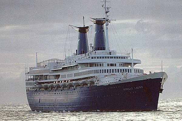 On October 7, 1985, Palestinian terrorists hijacked the Italian cruise ship Achille Lauro, pictured in 1986 or 1987, after it left Alexandria, Egypt, killing one American. File Photo by D.R. Walker/Wikipedia