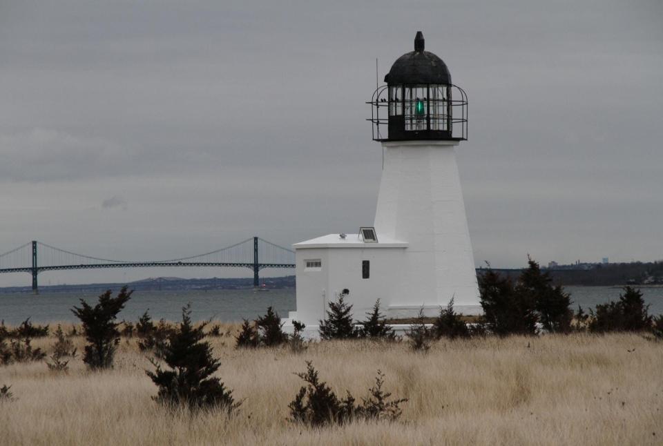 Prudence Island Light, also known as Sandy Point Lighthouse by locals, photographed in January 2014.