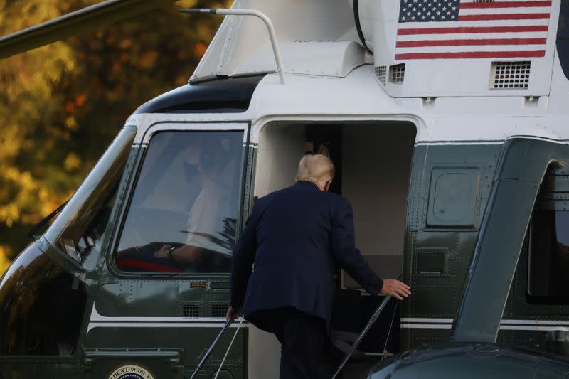 U.S. President Trump departs for Walter Reed Medical Center at the White House in Washington