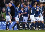 Britain Football Soccer - Birmingham City v Middlesbrough - Sky Bet Football League Championship - St Andrews - 29/4/16 Birmingham's Stephen Gleeson celebrates scoring their first goal with Diego Fabbrini Mandatory Credit: Action Images / Tony O'Brien Livepic