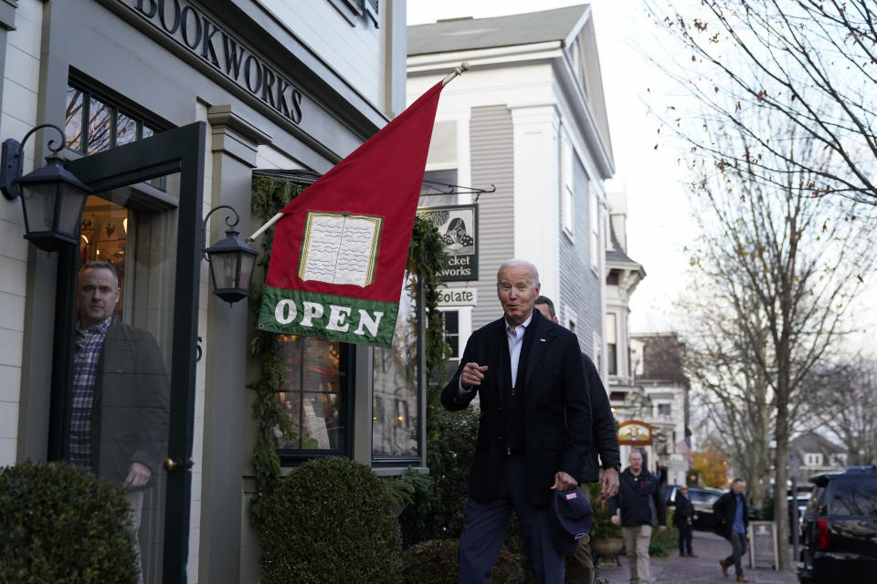 President Joe Biden visits shops in Nantucket, Mass., Friday, Nov. 24, 2023. (AP Photo/Stephanie Scarbrough)