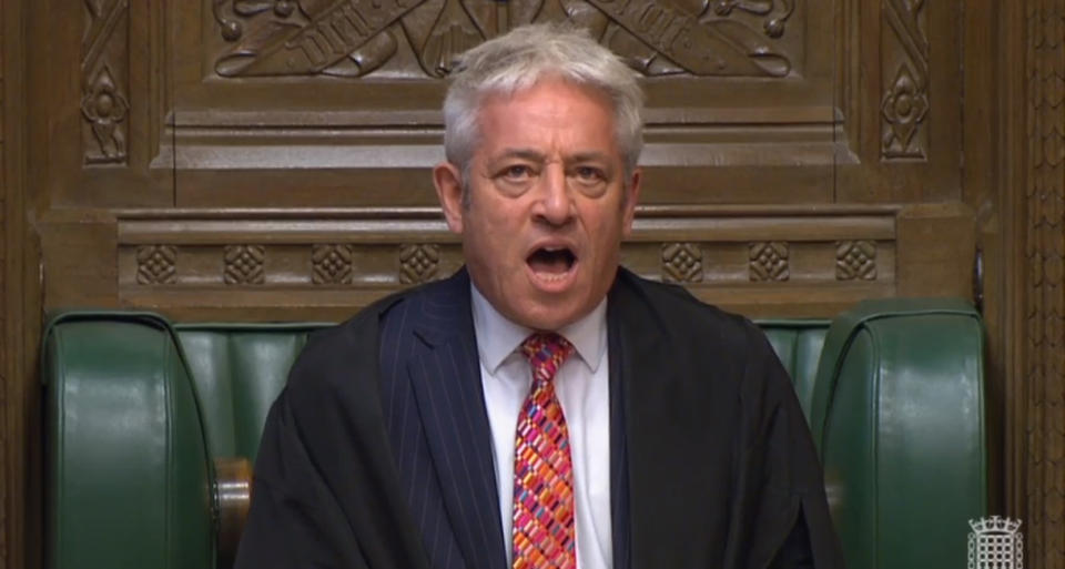 Speaker John Bercow calls the house to order in the House of Commons