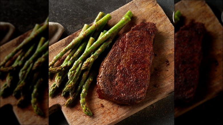 longhorn steak with asparagus