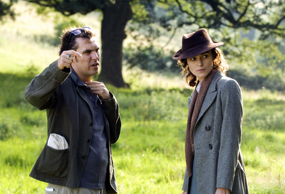 Director Joe Wright and Keira Knightley on set