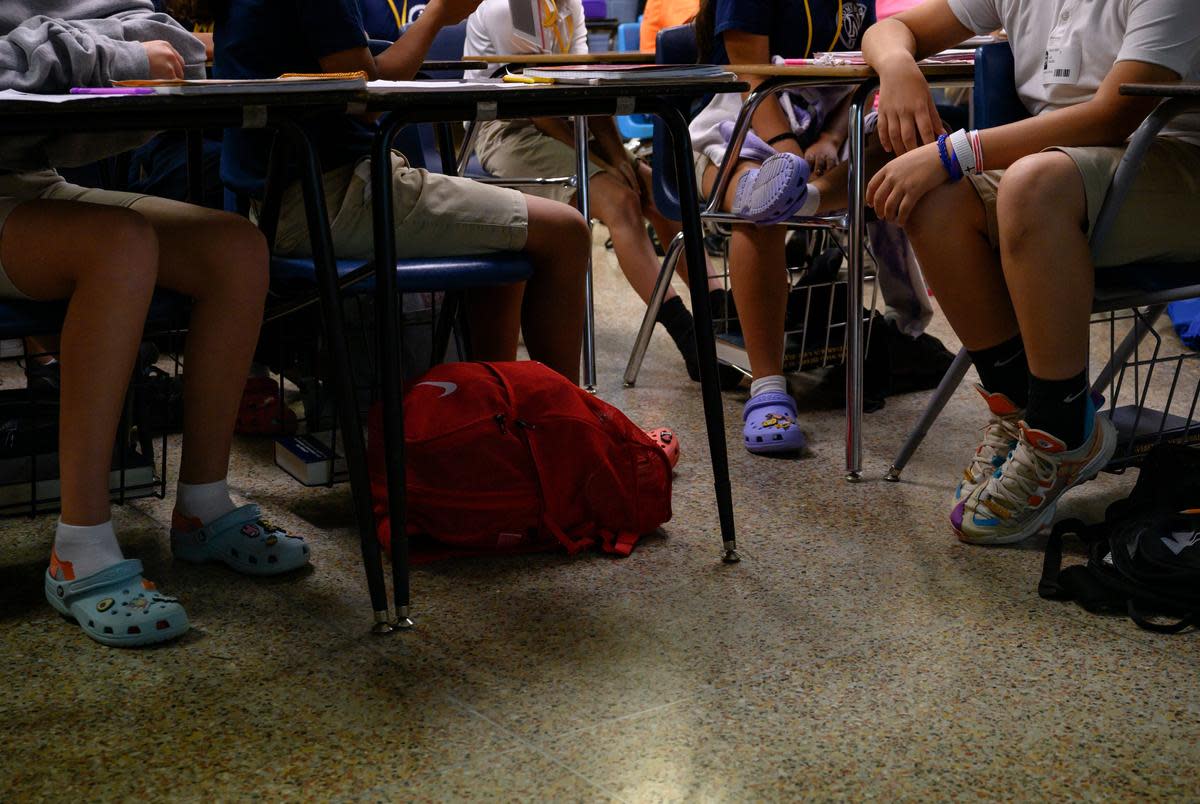 Nimitz Middle School students take part in a class activity Wednesday, Sept. 13, 2023 in Odessa.