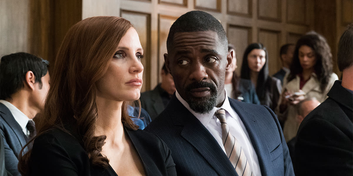 Jessica Chastain and Idris Elba in <em>Molly’s Game</em> (Photo: TIFF)