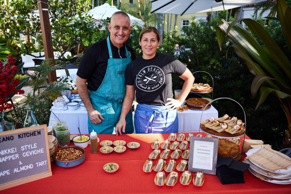 Jeremy and Cindy Bearman of Lantana's Oceano Kitchen share a moment at the 2022 Palm Beach Food and Wine Festival.