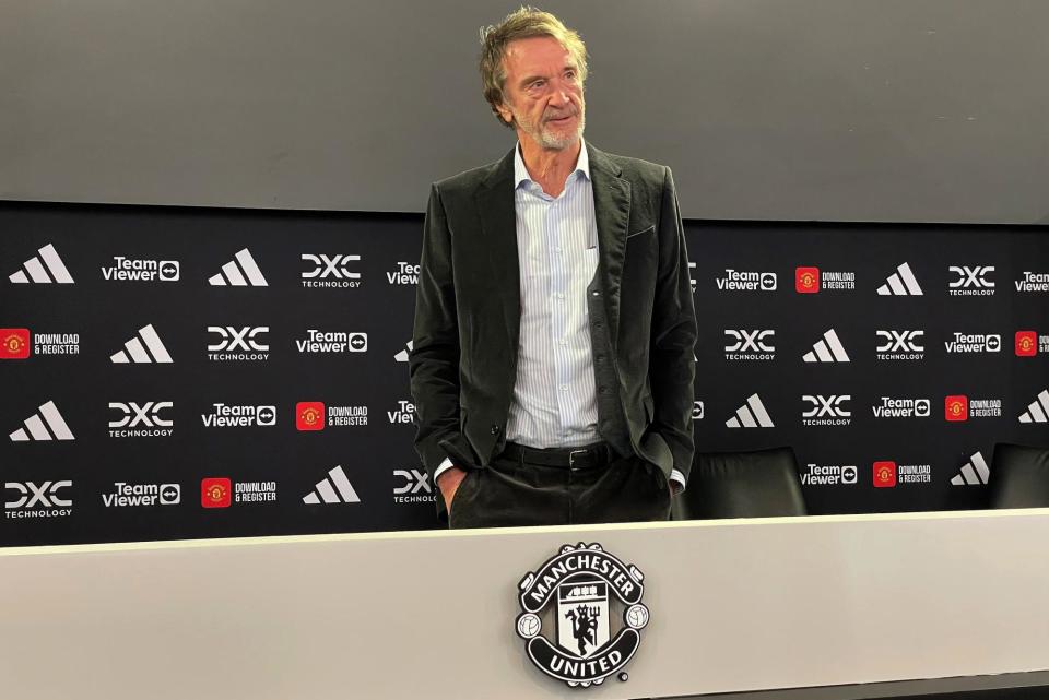 <span>Sir Jim Ratcliffe has completed a deal to buy just over 25% of <a class="link " href="https://sports.yahoo.com/soccer/teams/manchester-united/" data-i13n="sec:content-canvas;subsec:anchor_text;elm:context_link" data-ylk="slk:Manchester United;sec:content-canvas;subsec:anchor_text;elm:context_link;itc:0">Manchester United</a>’s shares.</span><span>Photograph: Simon Peach/PA</span>